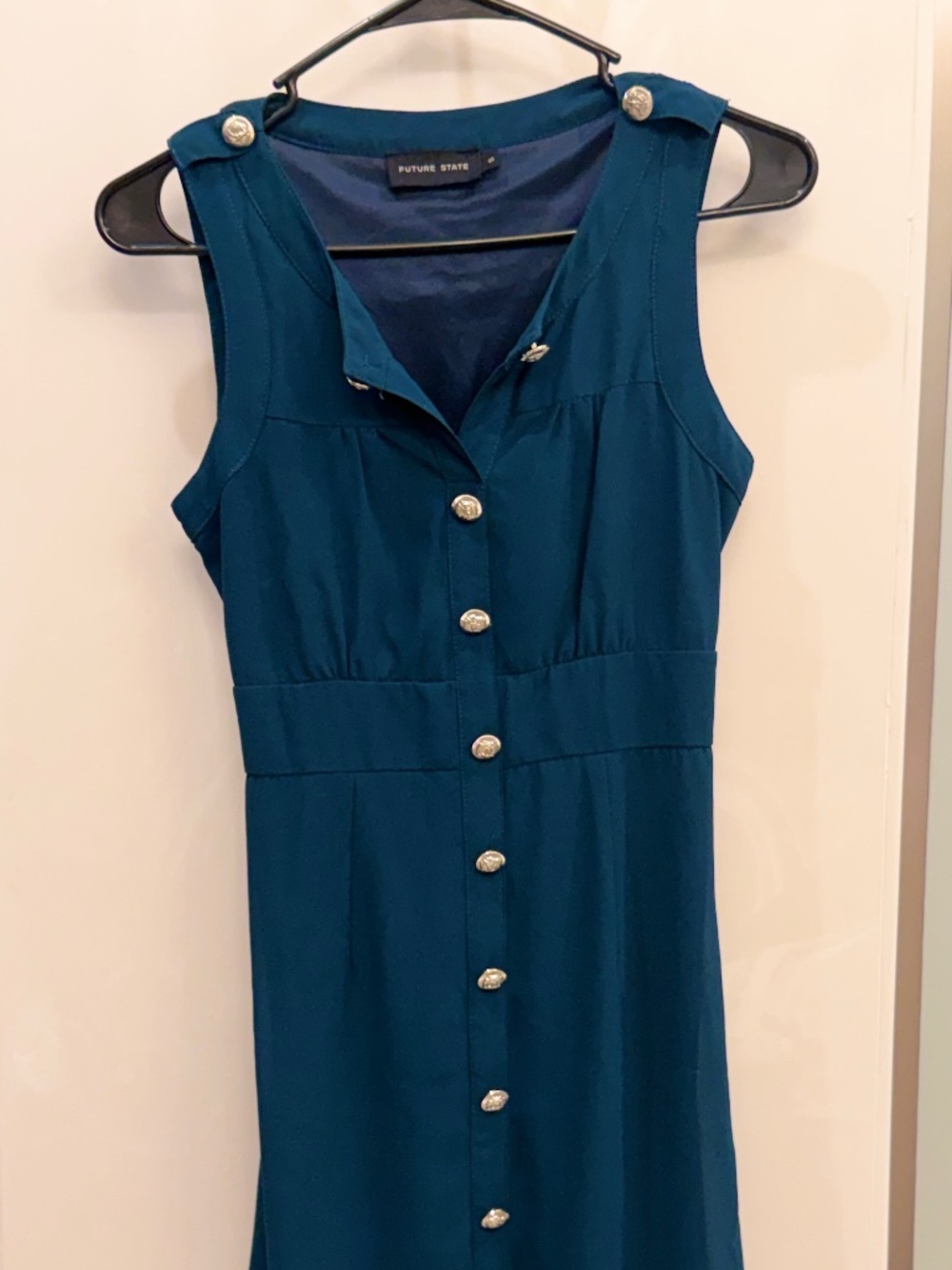Future State Sleeveless Button-Front Midi Dress – Teal Blue – Women’s
